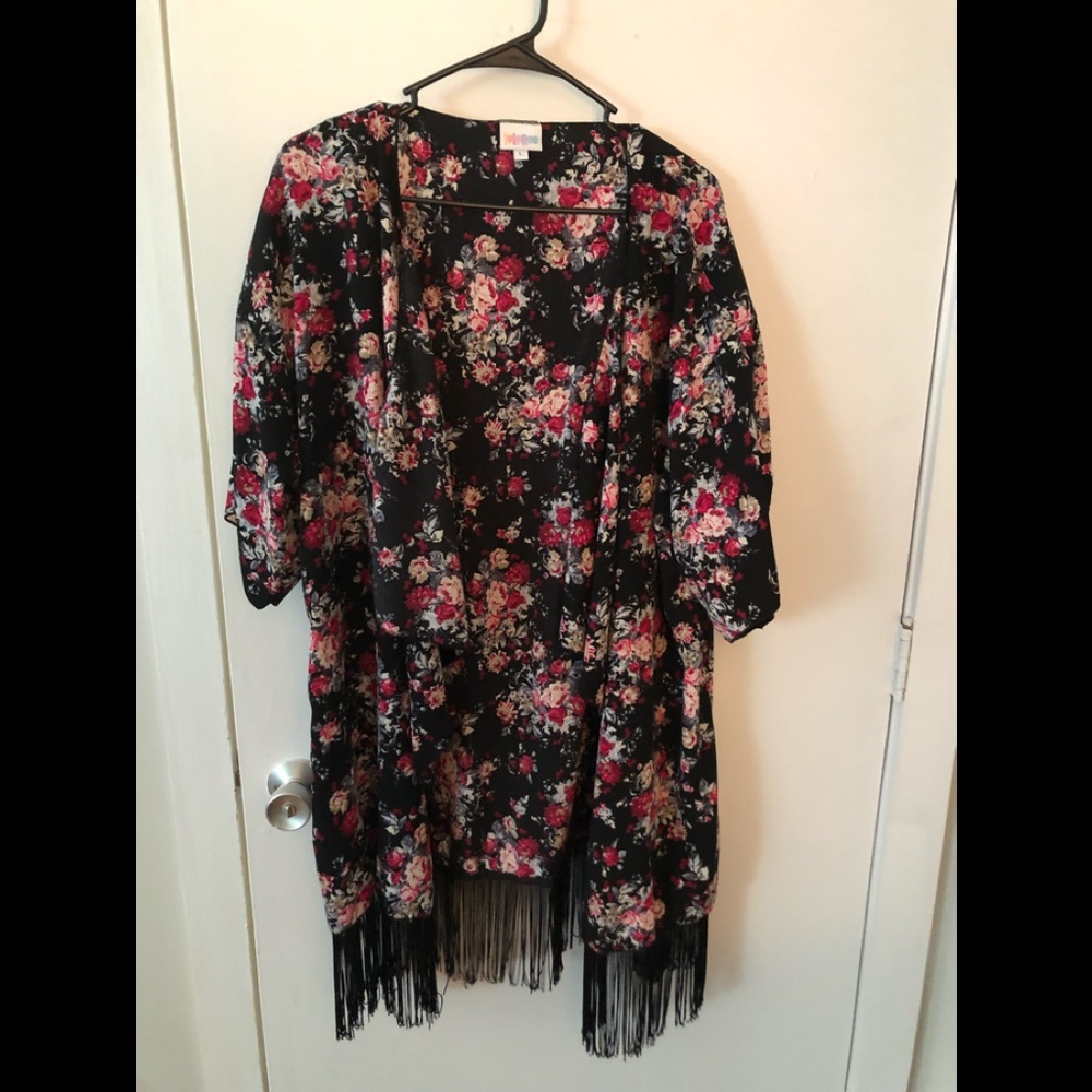 Flora fringe Kimono